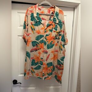 Tropical Print Casual Button Down Shirt